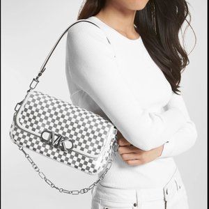 Michael Kors Parker Check Print Medium Convertible Pouchette Shoulder Bag - NWT!